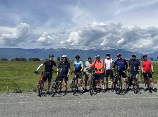 a group of friends on a private bicycle tour